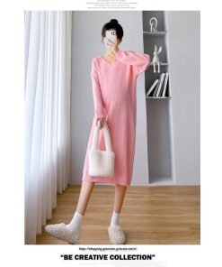 マキシ | ワンピース レディース 秋 ニットワンピース ロングワンピース 2TYPE マタニティ 授乳服 マタニティウェア 授乳 妊娠 シンプル おでかけ おしゃれ 無地