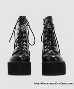 ショートブーツ | 大きいサイズ26.5cm レディース 厚底ブーツ 上品 ブーツ 秋冬 春 チャンキーヒール 太ヒール シンプル ハイヒール 大人 レースアップ 黒ブーツ