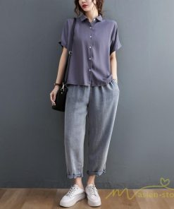 シャツ・ブラウス | シャツ レディース 半袖 トップス ゆったり 羽織り 前開き ブラウス 20代30代40代 無地