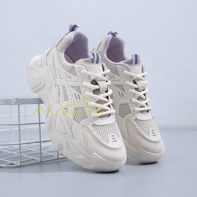 スニーカー | レディース 白 ダッドレディース 厚底 身長アップ ランニングシューズ 通気 厚底シューズ 厚底ダッドスニーカー 軽量 美脚 歩きやすい