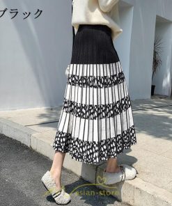 スカート | ロングウエストゴム プリーツ ロング丈 黒 グレー カーキ コーヒー レディース きれいめ 秋カジュアル 冬ニット 秋冬 オフィス