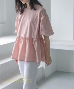 tシャツ・カットソー | Tシャツ レディース トップス サマー 半袖 無地 ゆったり ゆったり 可愛い フェイク 春物 夏服 カットソー 20代30代40代 ブラウス 薄手 体型カバー シンプル