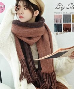 マフラー | フリンジレディース リバーシブル 大判 秋冬 厚手無地 ストール かわいい リバーシブル