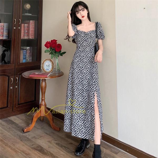 マキシ | ワンピース レディース きれいめ 花柄 ロングワンピース 30代40代50代 Aライン カジュアル お出かけ 着痩せ アウター 上品 夏物 韓国ファッション 通勤通学