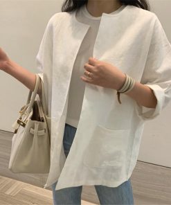 カーディガン | レディース 春 夏 秋 7分袖 ノーカラー 無地 ゆったり 初秋 カジュアル 20代30代 薄手 リネン 羽織 40代 50代 秋コーデ ライトアウター きれいめ