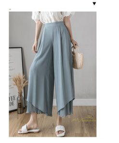 ワイドパンツ | シフォンパンツ レディース きれいめ ハイウエスト ガウチョパンツ ボトムス ゆったり 体形カバー ロング丈 夏物 オフィス 通勤 女性らしい