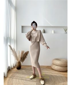 ニットワンピース | セットアップ レディース 秋冬 きれいめ ロング丈無地 20代30代40代50代 長袖 可愛い 大人 通勤 お出かけ お呼ばれ 着痩せ