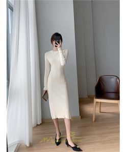 ニットワンピース | タイト ワンピース ニット レディース 秋冬 ワンピース 結婚式 ミモレ丈 ロング丈 着痩せ 通勤 上品 オフィス 高級感 おしゃれ 暖か