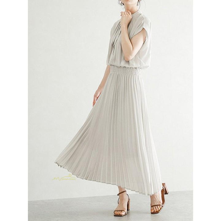 送料無料セール | 夏ワンピース プリーツワンピース 半袖 揺れる 大人 可愛い ロングワンピース レディース ワンピ 50代60代 パーティードレス ママワンピース 30代40代 無地