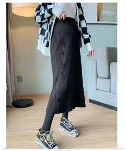 スカート | ニットマタニティウェア レディース 秋冬 コーデ 裾口スリット 妊婦服 産前産後 ハイウエスト マタニティスカート 大きいサイズ ゆったり ウエスト調整