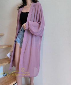 カーディガン | レディース 春 ロング ひんやり 夏 フェミニン カジュアル 無地 白 黒 コーデ オフィス 長袖 激売れ 薄手 細見え 体型カバー お出かけ シフォン