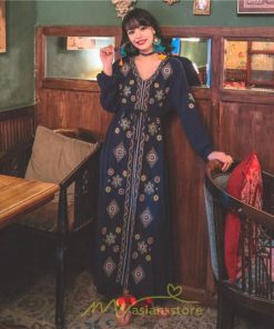 マキシ | ワンピース 長袖 レディース ロング丈 マキシ丈 綿麻 コットン リネン Aライン ゆったり 体型カバー 大人 可愛い 海外旅行 秋 夏 エスニック ナチュラル 春