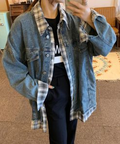 テーラードジャケット | ジャケット オーバーサイズ アウター 秋冬 レディース ドッキング デニム Gジャン