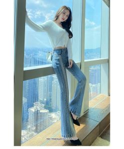 チノ・テーパード・ジョガー・スキニーパン | デニム レディース デニムパンツ パンツ スキニーデニム フレアパンツ 切り替え 着痩せ カジュアル 美脚 秋冬 おしゃれ 送料無料 ボトムス お出かけ カジュアル