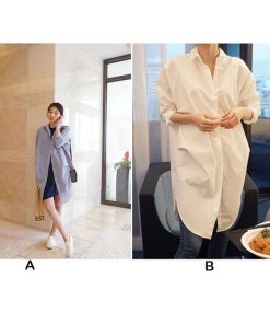 シャツ・ブラウス | ロングシャツ シャツワンピース 大きいサイズ トップス レディース ブラウスシャツ シャツ ワンピ ビジネス ゆったり 通勤 通学 キレイめ オフィス