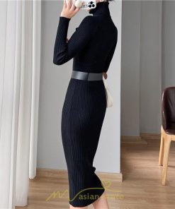 ニットワンピース | レディース 冬 きれいめ ニットフレア ロング おしゃれ タートルネック 秋冬 送料無料 可愛い 20代30代40代50代 ベルト付き おしゃれ 通勤