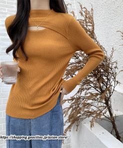 ニット・セーター | カットソー ニット レディース リブニット 長袖 秋冬 春 トップス スリム ストレッチ インナー 無地 着痩せ 長袖ニット 長袖カットソー 通学通勤 プルオーバー