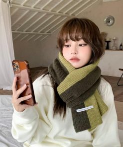 マフラー | ニット配色 レディース 秋冬