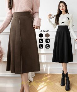 スカート | レディース 無地 ロング丈 ミモレ丈ハイウエスト ウエストゴム Aライン 着痩せ 脚長効果 通勤 就活 オフィス エレガント 日常 OL 上品 ビジネス