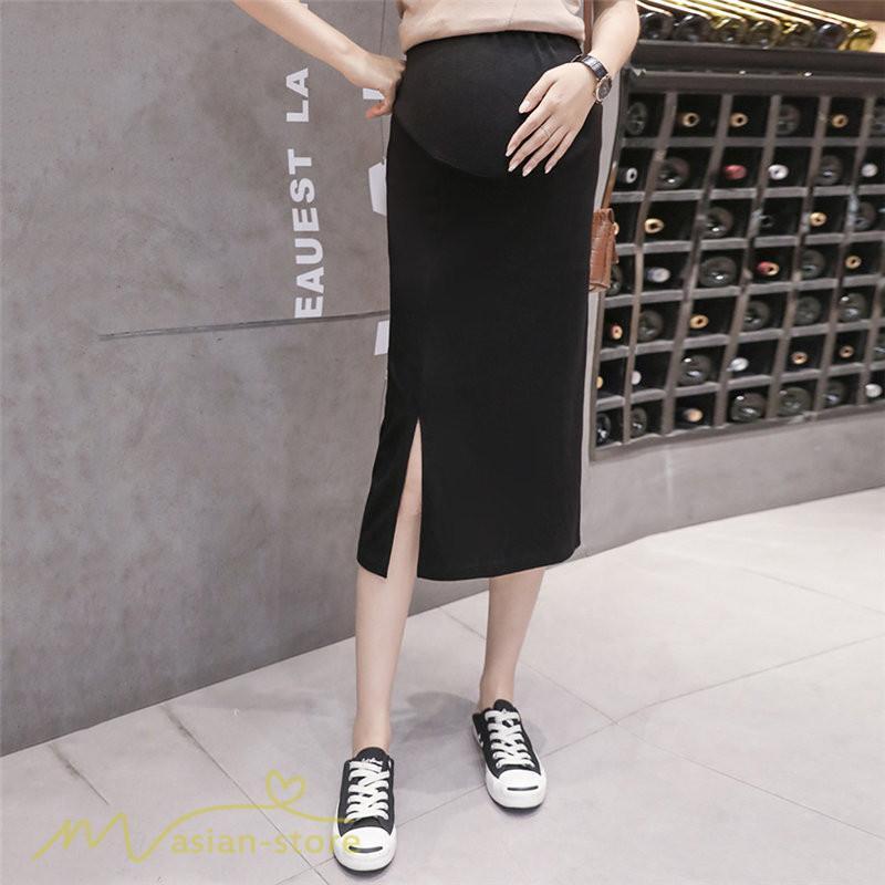 スカート | Aラインマタニティウェア 着痩せ レディース 着痩せ 上品 大きいサイズ 裾口スリット 産前 妊婦 薄手 サマー 日常 夏服 マタニティお出かけ