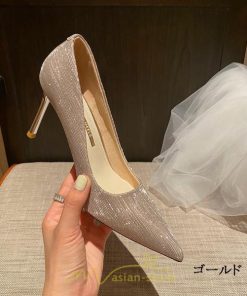 パンプス | 結婚式 ハイヒール 可愛い パーティー ヒール 痛くないハイヒール 靴 細見え おしゃれ 歩きやすい ピンク 幅広 シルバー ゴールド きらきら