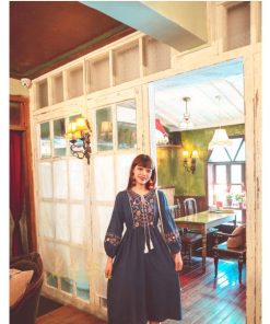 マキシ | マキシワンピース レディース ワンピース ドレス マキシ丈ワンピース 通勤 結婚式 夏服 体型カバー 刺繍 Vネック 長袖 きれいめ 秋ワンピース 人気 カジュアル