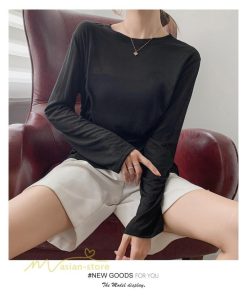 tシャツ・カットソー | Tシャツ Tシャツ レディース 無地 長袖 トップス カジュアルTシャツ おしゃれ クルーネック 秋服 夏秋 インナー 日常感 大きいサイズ 薄手 タック ゆったり 上品