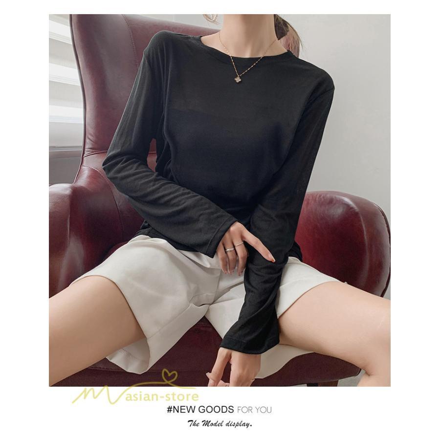 tシャツ・カットソー | Tシャツ Tシャツ レディース 無地 長袖 トップス カジュアルTシャツ おしゃれ クルーネック 秋服 夏秋 インナー 日常感 大きいサイズ 薄手 タック ゆったり 上品
