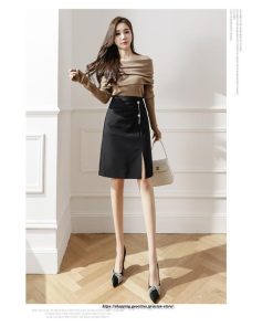 スカート | レディース ひざ丈 膝丈 オシャレ カジュアル Aライン スリット キレイめ 着痩せ 2022新作 通勤 通学 50代 秋冬コーデ 20代 30代 40代