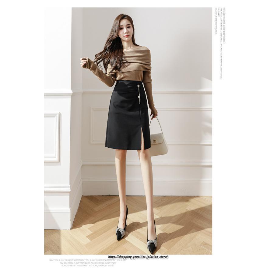 スカート | レディース ひざ丈 膝丈 オシャレ カジュアル Aライン スリット キレイめ 着痩せ 2022新作 通勤 通学 50代 秋冬コーデ 20代 30代 40代