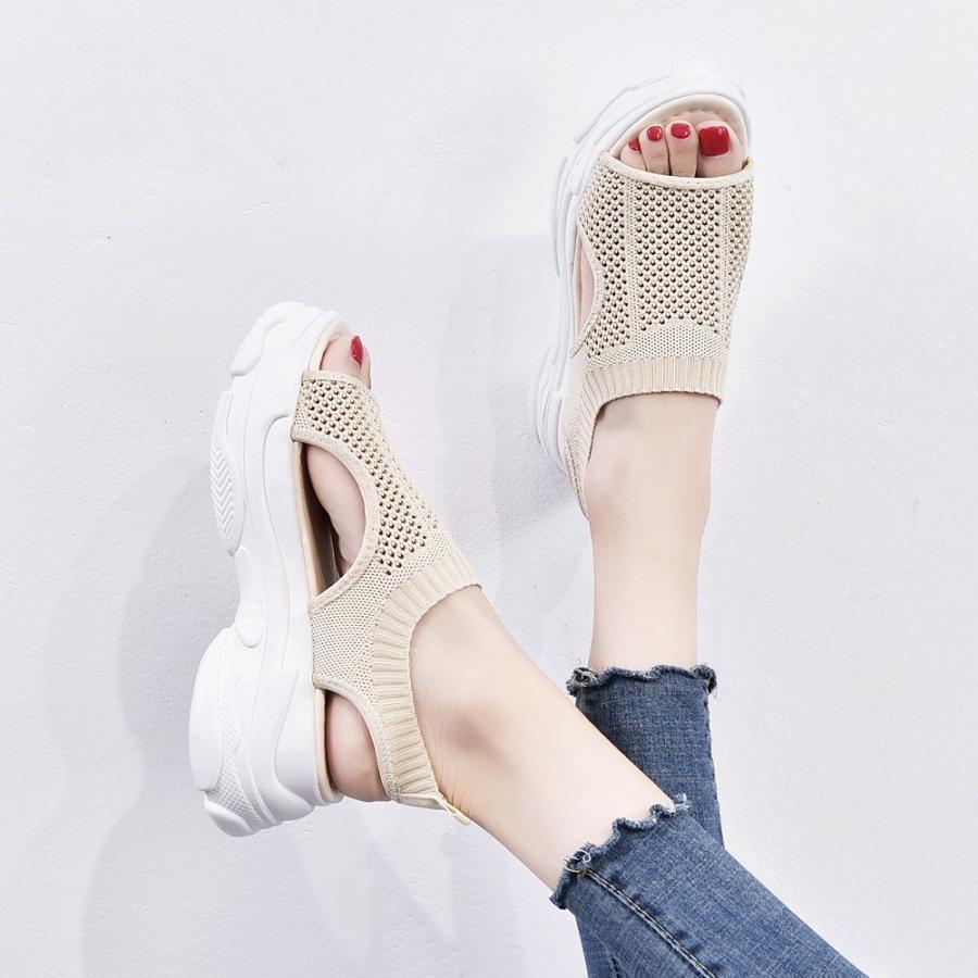 パンプス | 通気性 サンダル メッシュ 韓国風 歩きやすい 厚底 カジュアル レディース スポーツサンダル