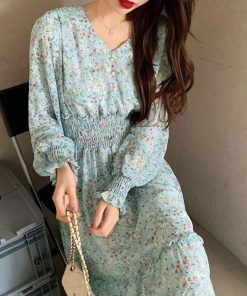 ワンピース | ウエストシャーリング花柄ロングワンピース