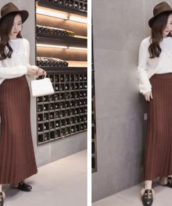 スカート | 短納期プリーツニットプリーツニットマキシニット ハイウェスト ロングAライン シンプル キレイめ 大人 無地