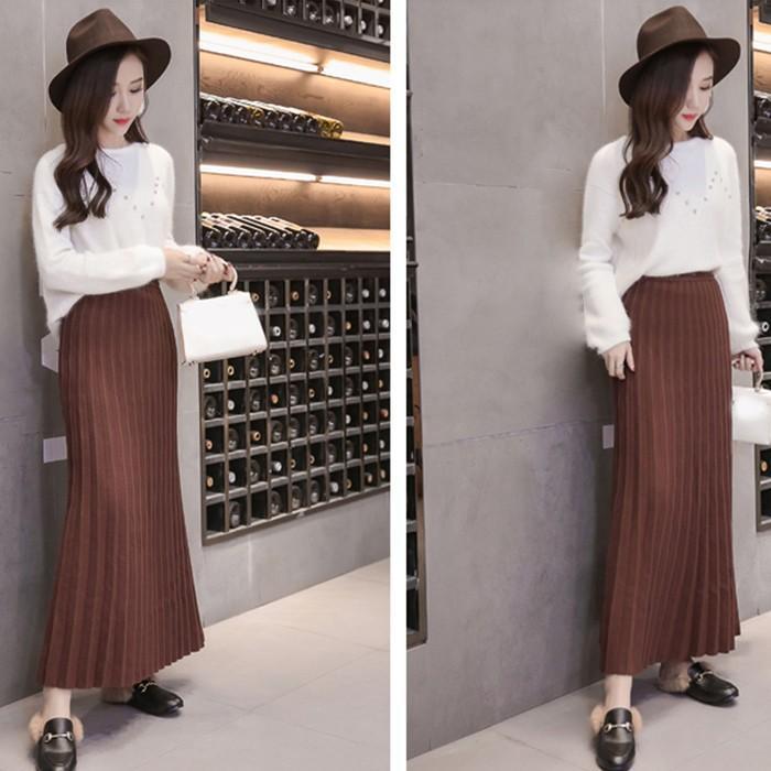 スカート | 短納期プリーツニットプリーツニットマキシニット ハイウェスト ロングAライン シンプル キレイめ 大人 無地