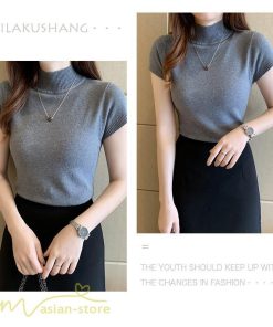 送料無料SALE | サマーニット レディース 半袖 トップス ストレッチ 無地 スリム ニット 可愛い セクシー 柔らか 大人 オフィス 洗えるニット 黒 夏服 夏物 女っぽい 白 OL