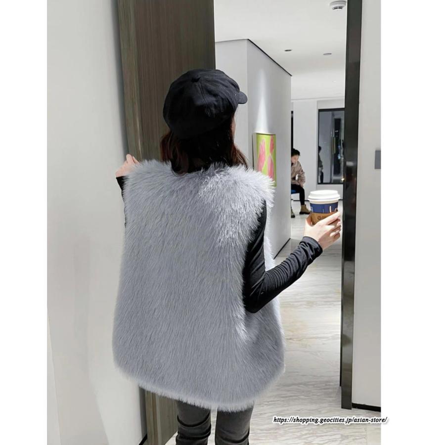 ベスト | ボリュームフェイクファーファー毛皮レディース 冬 フェイクファー 毛皮コート アウター ノースリーブ ふわふわ 秋冬 前開き ジレ