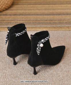 ブーツ | ブーティ ショート レディース ピンヒール 痛くない ファスナー 疲れない 歩きやすい 暖かい 秋冬 飾り 外出 お出かけ デート 女子会 二次会