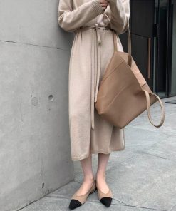 ワンピース | キーネック 大人 おしゃれ ロングワンピ 秋冬 シンプル 上品 ニットレディース セーター暖かい