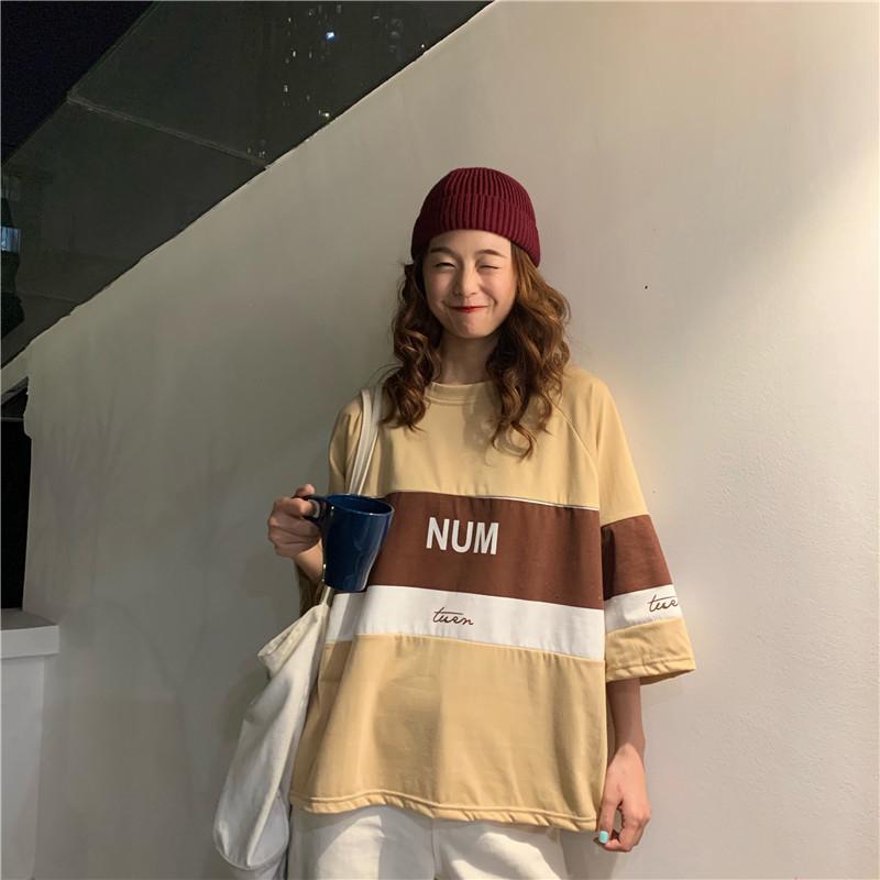 パジャマ ルームウェア | ビッグTシャツ レディーストップス ロングTシャツ ゆったりカジュアル可愛い M L XL XXL ベージュ 黒 ブルー ブラック 2020春夏ロングTシャツ