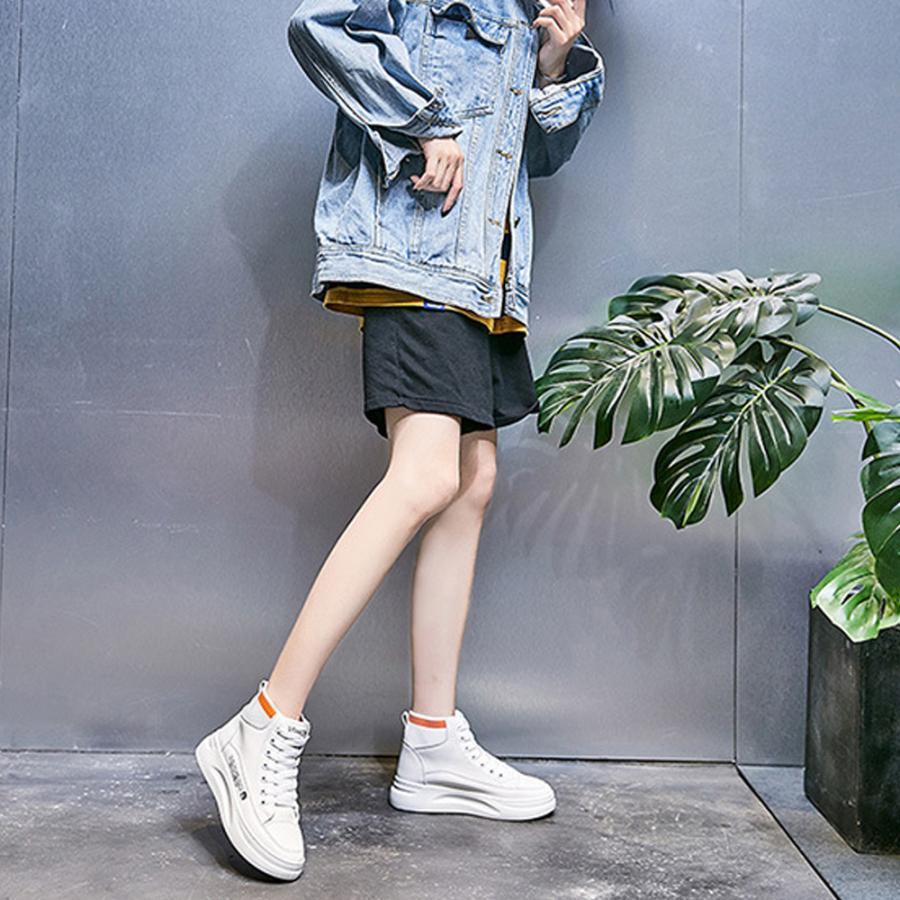 ショートブーツ | 厚底 シューズ スニーカー プラット 韓国風 おしゃれ ハイカット 靴スポーツ 履きやすい 疲れない レースアップ レディース