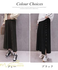 スカート | マタニティ Aライン秋 冬 コーデ 着痩せ 裾口スリット ニット 体型カバー リブ ウエスト調整 マタニティウェア 大きいサイズ カジュアル