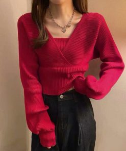 ニット・セーター | ニットトップス レイヤード風 韓国風