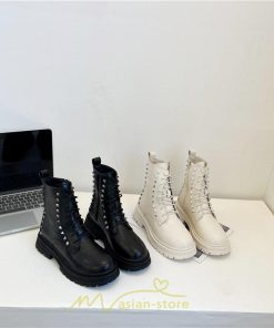 ショートブーツ | ブーツ レディース トレンド ミドル 厚底 袴ブーツ 黒 レースアップ 編み上げ オフホワイト 通勤 オフィス 疲れにくい 歩きやすい あったか 通学