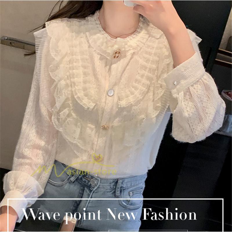 シャツ・ブラウス | ブラウス レディース きれいめ 春秋 40代 30代 長袖 カジュアルブラウス 可愛い おしゃれ 韓国風 通勤 着回し お出かけ エレガント 着痩せ 上品 レースシャツ