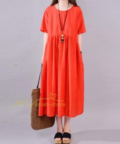 ミディアム | ワンピース 綿麻混ワンピース レディース 春 コットンリネン ロングワンピース 体型カバー ゆったり 着痩せ 30代 50代 カジュアル 韓国ファッション 40代 上品