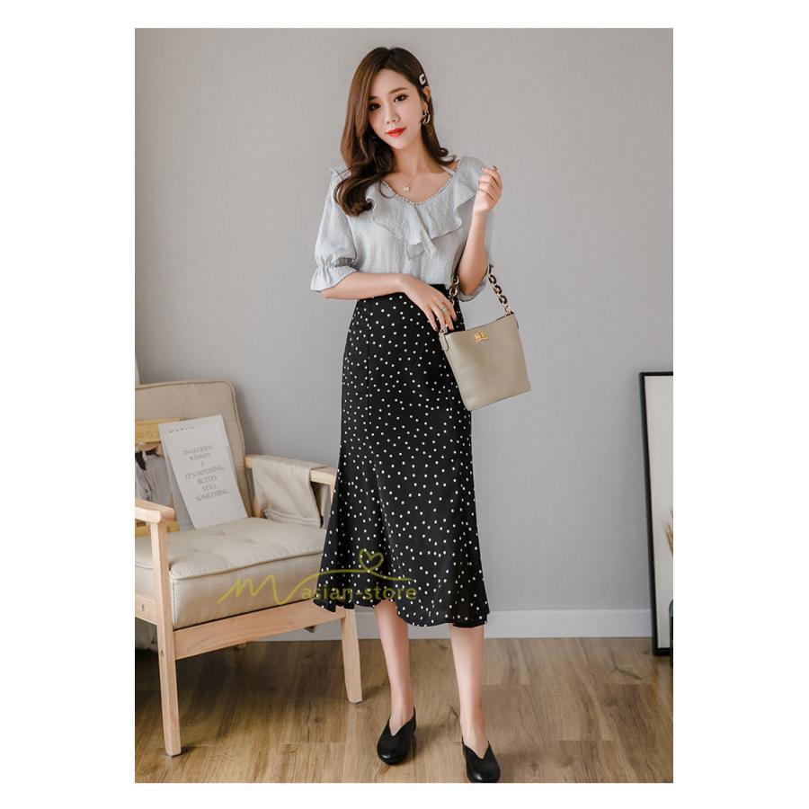 スカート | マーメイドマーメイド レディース ボトムス ロング丈 美シルエット ドット柄 シフォン20代30代40代 通勤通学 春夏 カジュアル 2022