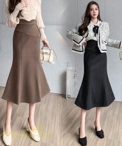 スカート | レディース フィッシュテール秋冬コーデ フレア AラインOL ビジネス カジュアル 大きいサイズ XL 20代 ラシャ 40代 上品 30代