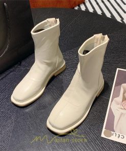 ショートブーツ | ブーツ レディース グランドトゥ 痛くない 歩きやすい 疲れない 滑りにくい 履きやすい ブラック オフホワイト カーキ ブラウン 22.5cm-25cm 黒