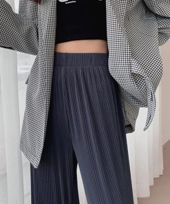 ワイドパンツ | ハイウエスト プリーツパンツ レディース ロングパンツ 着やせ ウエストゴム ボトムス ストレートパンツ