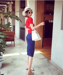 スカート | デニムタイト夏スリット ヒップアップ 夏服 無地 おしゃれ 20代30代 美ライン 女っぽい フェミニン 大人 オフィス